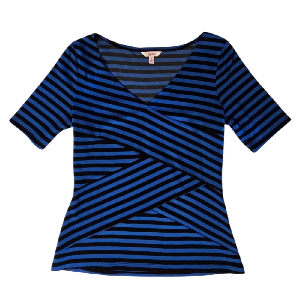 Candie's Blue and Black Striped Women's Top